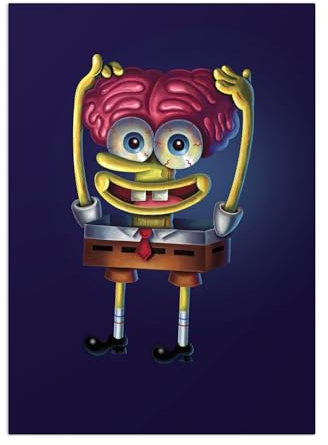 Displate - Poster aus Metall - Magnet-Montage - SpongeBob SquarePants - Halloween Painted - Spongebob Brain Halloween 45 cm x 32 cm