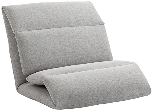HOMCOM Bodenstuhl, Bodensessel mit 5-stufig Verstellbarer Rückenlehne, klappbares Bodensofa mit Liegefunktion, Bodenkissen, Meditationsstuhl in Leinenoptik, Lazy Sofa, Grau, 72 x 71 x 60 cm