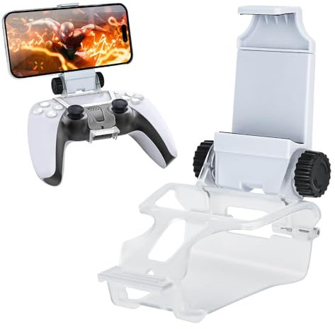 Newseego PS5 Controller Phone Mount Clip, Support de Contrôleur Clip de Fixation Support de Téléphone Portable pour Manette de Jeu PS5 DualSense-Blanc