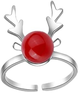 GALPADA 1stk Elch-perlen-ring Damenbandringe Perlenschmuck Silberbandringe Für Damen Perlenarmband-anhänger Weihnachtsringe Schmuck Fingerschmuck Verschenken Haltbarer Ring Perlenring Mode
