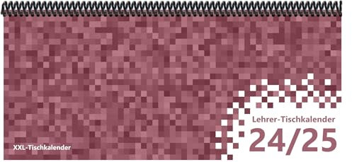 Lehrer - Tischkalender 2024/25: XXL-Tischkalender, Bunt-Kalender Pixel rosa 14,5 x 32,5 cm
