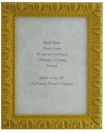 Giselle Hand Made Shabby Chic Vintage Ornate Mustard Yellow 5 x 7 inch photo frame. Real wood, Real glass glazed.