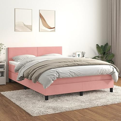Willood Boxspringbett mit Matratze Rosa 140x200 cm SamtSchlichtes Design