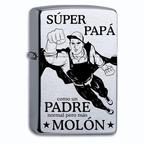 Zippo Benzinfeuerzeug mit Gravur Bester Papa Vater personalisiert mit Name 4 Motive zur Auswahl Sturmfeuerzeug Chrome Brushed Geschenk Daddy