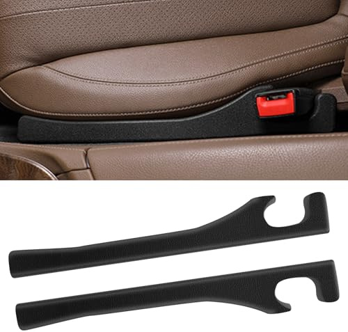 2 Pcs Car Seat Crevice Gap Filler Vehicle Mounted Gap Leak Proof Filling Strip Universal Fit PU Leather Car Seat Gap Plug for Filling Gaps Between Seats and Consoles Stop Things from Dropping (Black)