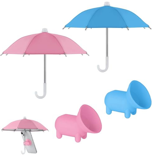 WZHHDM Cell Phone Umbrella, 2 Pcs Glare Blocking Phone Shade, With Cute Piggy Sucker Sun Shade for Phone, Multifunctional Adjustable Phone Umbrella, Outdoor Cell Phone Sunshade Holder (Pink, Blue)