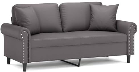 ULUYYUC Wohnzimmer Möbel Camping Sofa Schlafcouch Ecksofa - 2-Sitzer-Sofa mit Zierkissen Grau 140 cm Kunstleder für Garten Party Lounge Terrasse