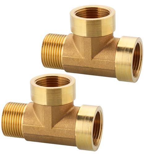 2 Stück T-Stück 3/4 Zoll, 3/4 Messing T-Stück 90°, Gewindefitting T-stück IGxIGxAG aus Messing, Wasseranschluss Verteiler, 3 Wege T-verbindungsstück für Trinkwasser Geeignet