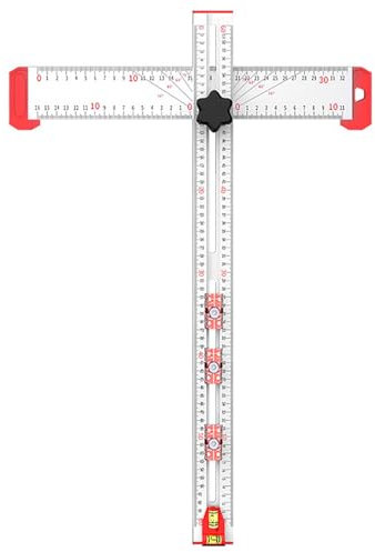 Polegas 4-in-1 Drilling Positioning Ruler, Adjustable T Square Ruler Woodworking Ruler Angle Tool, 60cm/23.62 in High Precision Combination Square, Multifunctional Carpenters Square for Scribe Drawing