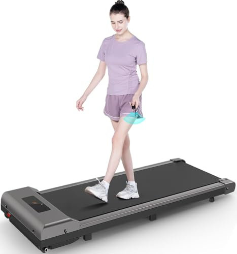 HomeFitnessCode Laufband für Zuhause - Walking Pad 10 km/h unter Schreibtisch Laufpad Gehband Band Treadmill, Grau