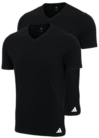 adidas 2 er Pack V-Neck T-Shirt Herren V-Ausschnitt Baumwolle