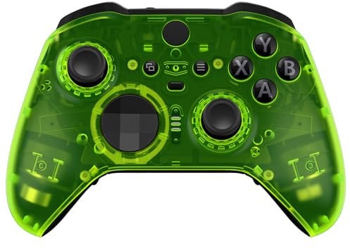 eXtremeRate Carcasa para Xbox One Elite Protectora Placa Frontal Reemplazo Kit Cubierta Shell Funda para Xbox One Elite Series 2 Modelo 1797 Mando-Incluye Anillos de Joysticks(Verde Lima)