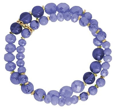 Lizas Armband zweireihig mit verschiedenen Perlen und Farben - Zugband (blau)