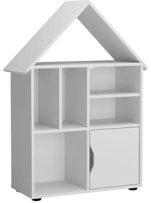 Vicco Kinderregal Weiß Estell - 71x112x32 cm hergestellt aus Spanplatte - Bücherregal ideal fürs Kinderzimmer, mit zusätzlichem Stauraum