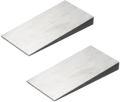 PATIKIL 2 Pcs Metal Wedge, 5.6x2.8x0.6 Inch Carbon Steel Wedge Shims Triangle Flange Beveled Washers Strong Durable for Pipe Fitting Welding Tool Factory Lathe Machine Tool, Silver Tone