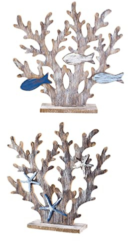 ERINGOGO 2 Stück Korallenbaumschmuck Wohnkultur groß Party Korallenstatuen Koralle Statuendekor Küsten dekorative Statue dekorative Korallen mediterrane Skulpturen hölzern