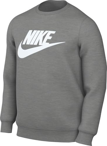 Nike Club Fleece-Rundhalsshirt Mit Angerauter Innenseite (Herren), Dk Grey Heather/White, FN3890-063, 2XL