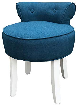 Moderner Schminktisch-Stuhl – niedrige Rückenlehne, Schminktisch, Bank mit gepolstertem Kissen, weiße Gummiholzbeine, hochelastischer Schwamm für Schlafzimmer und Lounge