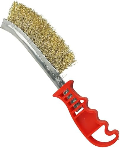 1pcs Heavy Duty BBQ Grill Brush – Rust & Residue Remover with Ergonomic Red Handles – Durable BBQ Grill Cleaner for Outdoor Cooking, Welding Slag- Ideal for BBQs, Wood, Metal, Masonry, Tile Cleaning.