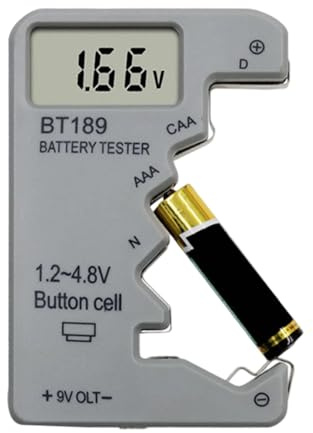 Ruwshuuk Batteriespannungsprüfer - Batterie Tester | Mit LED Anzeige Hochpräzises Energiesparendes Messgerät Für RC Uhren Hörgeräte Haushalt