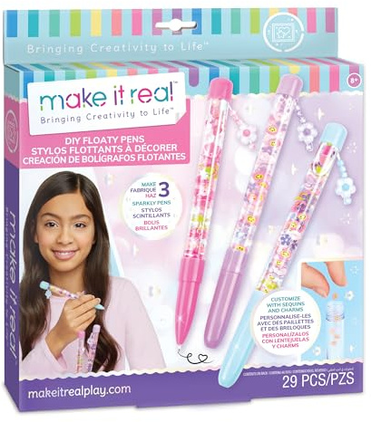 Make It Real – Create Your Pen | Kreatives Bastelset Mädchen 8 Jahre | Mein Stift Atelier Mit Glitter, Perlen & Deko | Stifte Selber Machen Set Für Mädchen | Bastelset Kinder Stift Atelier