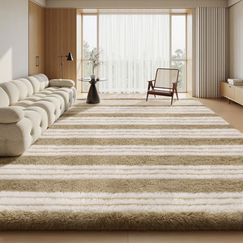 Sour Lemon Hochflor Teppich Groß, Beige Teppich Wohnzimmerteppich 160x230cm | Teppiche Schlafzimmer Flauschiger Teppich Waschbar Anti-Rutsch Extra Große Carpet Teppichen für Schlafzimmer Kinderzimmer