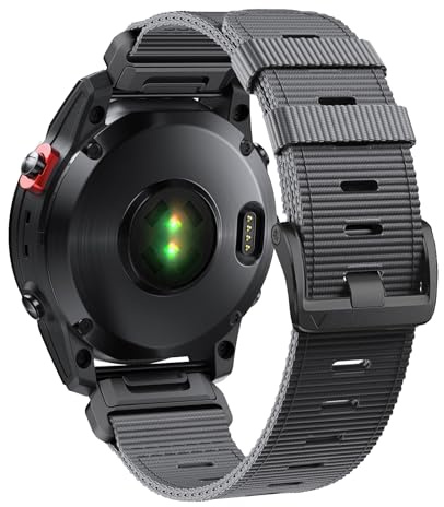 EKINGEEK Quickfit 26mm Armband für Fenix 6X/6X Pro/7X/7X Pro/8 51mm, Extrem robustes Nylon armband für Garmin Epix Pro Gen 2 51mm/Fenix 5X Plus/Fenix 3/Tactix 7 Pro Tiefgrau (Schwarz)