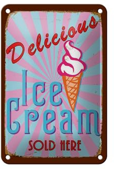 Femer Blechschild Reklame 12x18 cm Delicious Ice Cream sold here Deko Schild