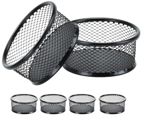 jojofuny Set 6 Porta Graffette in Rete Metallo Nero, Contenitore Portaoggetti per Graffette, Fermagli e Puntine, Organizer da Scrivania per Ufficio e Scuola