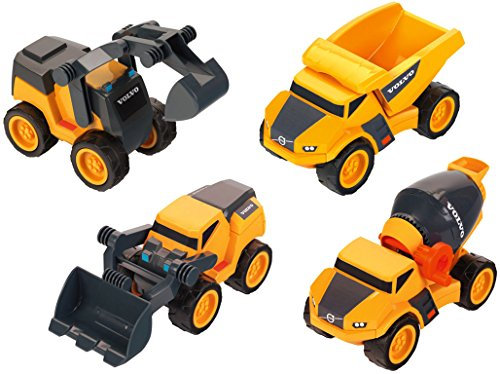 Theo Klein 2405 Mégaset D'Engins De Chtier Volvo Power I Quatre Véhicules De Chtier L'Échelle 1:24 I Camion Benne Basculte Bulldozer Tractopelle Et Camion Toupie Béton I Jouet Enfts Partir De 3 s