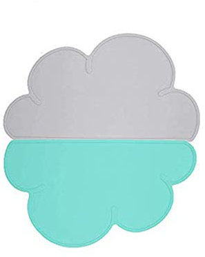 Tischset Kinder platzdeckchen Good partner Kinder silikon Wolke platzset wasserdicht (Grün+ Grau)