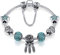 Presentski Armband Charm 925 Silber überzogene Blau Blumen Silber für Mädchen