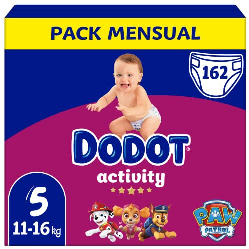 Dodot Baby Activity Windeln, Größe 5, 11-16 kg, 162 Windeln mit robuster Passform