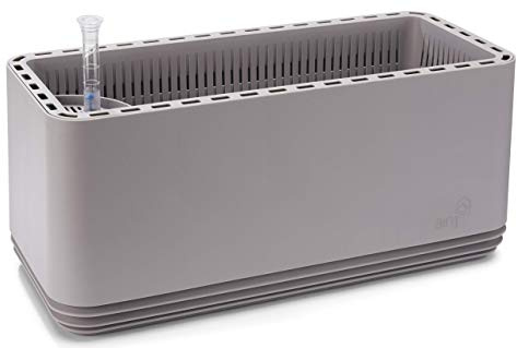 AIRY Pot L mit 9L Airy Base Substrat • Biologischer Luftreiniger filtert Schadstoffe, Allergene & Gerüche • Für Räume mit ca. 30qm • 3,2L Wassertank & Wasseranzeige • 3304 grau-grau