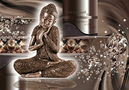 wandmotiv24 Fototapete Figur Diamanten Spruch Wellness Yoga, XS 150 x 105cm - 3 Teile, Wanddeko, Wandbild, Wandtapete, Abstrakt Buddha M6111