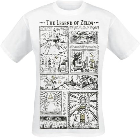 The Legend Of Zelda Zeichnung Männer T-Shirt weiß XXL 100% Baumwolle Fan-Merch, Gaming, Triforce