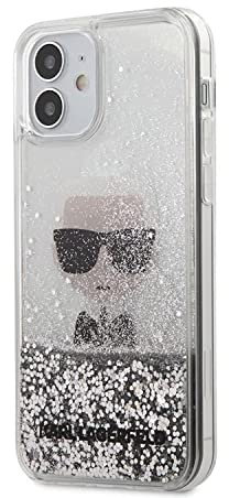 KARL LAGERFELD KLHCP12SGLIKSL Hülle für iPhone 12 5,4 Silber Ikonik Liquid Glitter