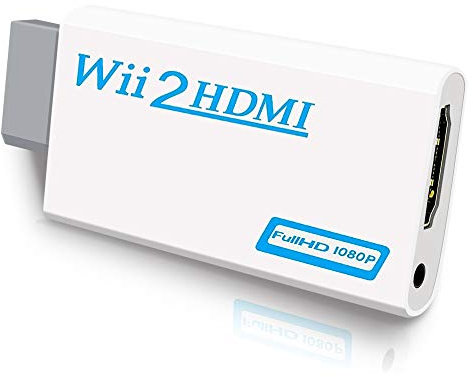 Xahpower Wii a HDMI Converter, Adaptador Wii Hdmi de vídeo Full HD 1080P con Conector de Audio de 3,5 mm y Salida HDMI Compatible con Nintendo Wii, Wii U, HDTV (Blanco)