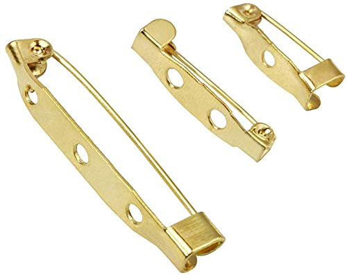celloexpress Gold Brooch Bar Pins - Backs for Jewellery Making Findings (Gold - 15mm x 6mm - Hook Bar (1 Hole), Pack of 5)