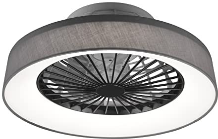 Ventilador de techo innovador plafón moderno iluminación LED difusor satinado tela gris luz regulable vórtice 3 intensidades silenciosas temporizador instrucciones italiano Ø 47 cm (gris)