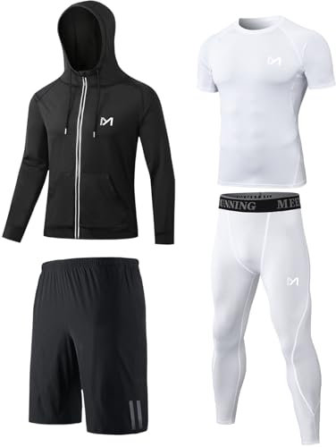 MEETYOO Kompressionsshirt Herren, Leggings Sport Laufhose Funktionsshirt Männer Kompressionshose Funktionswäsche für Running Gym Fitness