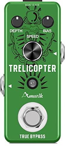 Amuzik Tremolo Guitar Effect Pedal of Classic Trelicopter Effects Pedals for Electric Guitar True Bypass with Mini Size