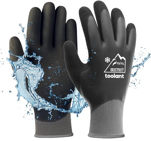 Waterproof Winter Gloves, Thermal Work Gloves for Cold Weather, Touchscreen, Super Grip, for Gardening, Fishing, Car Washing, Working in Freezer, Grey, X-Large