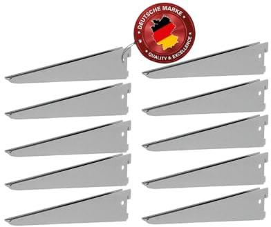 siwitec U-Träger 220x50mm Regalhalter zweireihig Stahl Küche silber 10er | passend zu zweireihigen Wandschienen, U-Form für Holz- oder Glasböden, kombinierbar mit Aufsteckhaltern