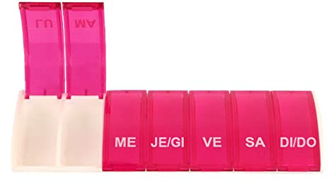 Anabox - Pilulier Hebdomadaire | Box7-7 Cases | Oraganisateur de traitement Rose | Marquage en Italien