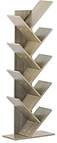 Brigros Wehome - Libreria Scaffale Ad Albero In Legno Adatta Per Soggiorno, Ingresso E Camera, Mobile Libreria Verticale Con Design Moderno Ed Elegante, Dimensioni 50x25x141 cm (Rovere)