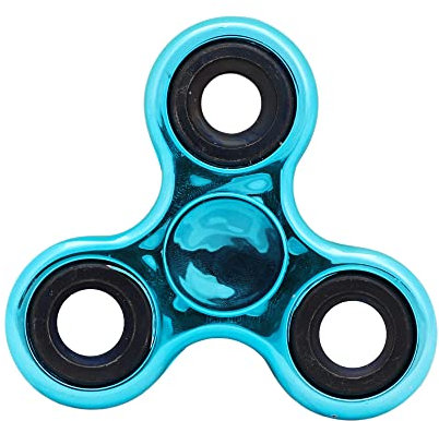 Toyland® Fidget Hand Spinner – Linderung von Stress und Angst (Metallic Turquoise & Black Rings)