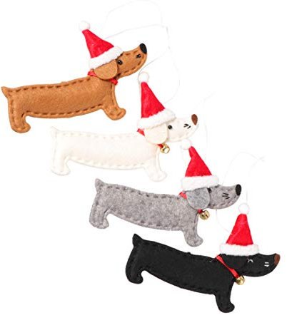SEWACC Weihnachtsbaum Hängende Anhänger 4 Stücke Kreative Dackel Hundeverzierung Weihnachten Hängende Anhänger für Heimdekorationen Weihnachtsfeierversorgungen