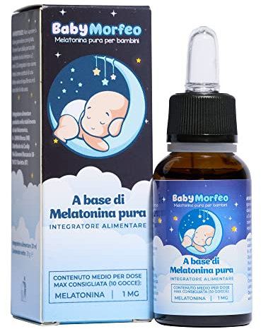 Baby Morfeo - Melatonina Bambini Pura, Integratore Alimentare Junior in Gocce Per Dormire La Notte, Favorisce il Sonno e Combatte il Jet Lag, Aroma Cioccolato Naturale - 30 Dosi di Fornitura