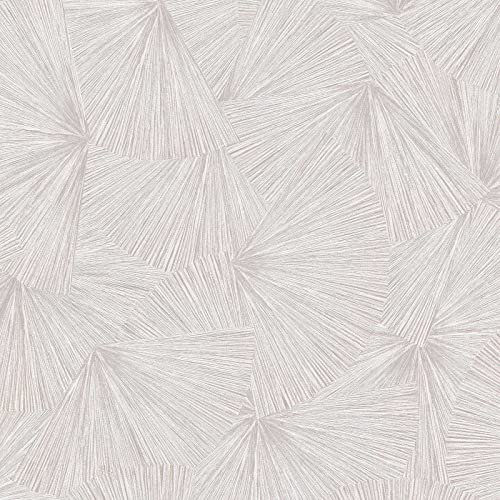 BRICOFLOR Retro-Tapete | Crème beige Tapete elegant | Vlies Mustertapete mit Feder Fächer Design | Edle Vliestapete mit Metallic Effekt für Schlafzimmer und Flur